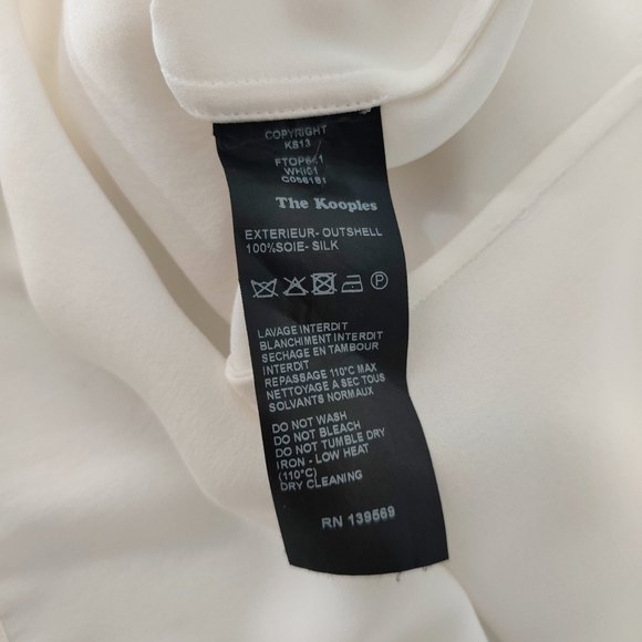 The‎ Kooples Women's L Silk Front Zip Blouse Tank White - Picture 4 of 4